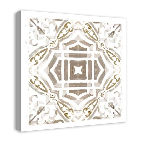 Gray And Gold Medallion 20" x 20" Canvas Wall Art